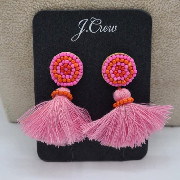 J Crew Beaded Tassel Earrings NWT!  NEW!  BOHO! - Picture 4 of 5